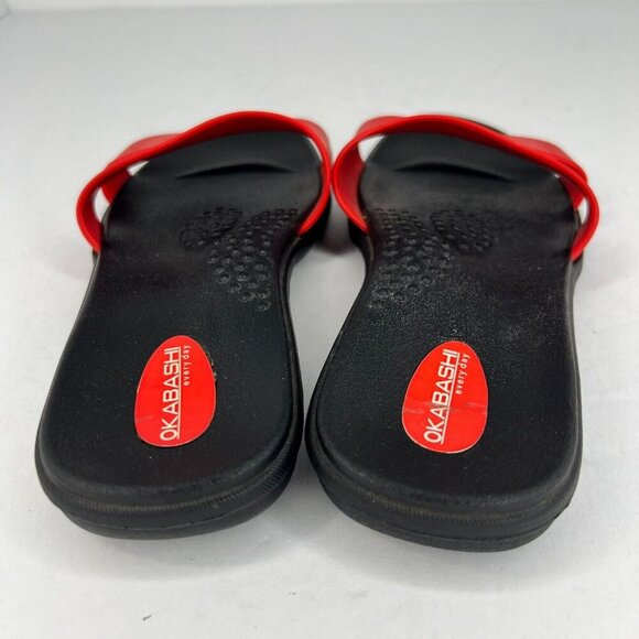 Okabashi Every Day Womens Black Red Sandals Slip On Flip Flops Size Small - Picture 5 of 9